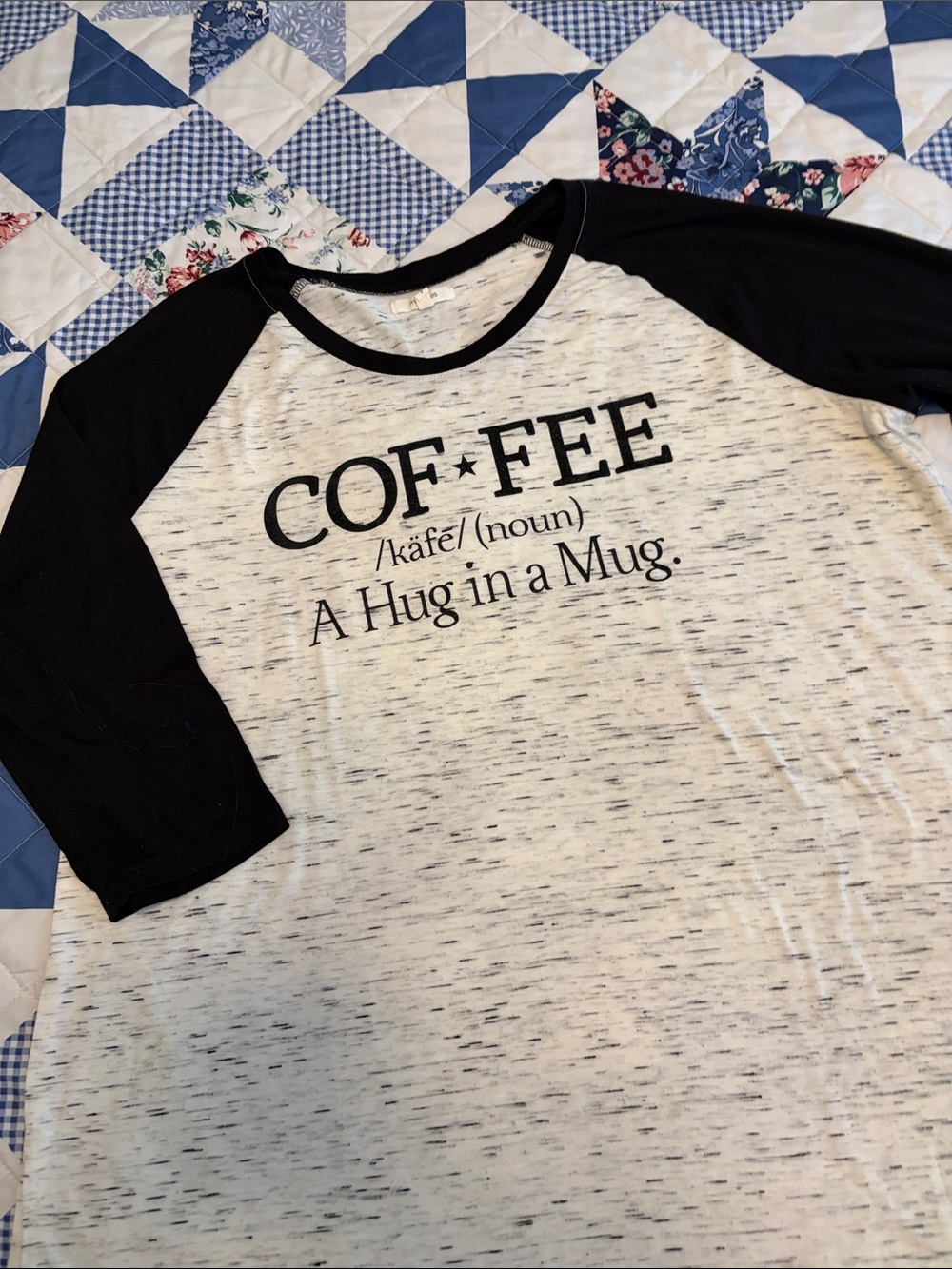 Maurices Black & Heather Raglan Coffee Graphic Tee